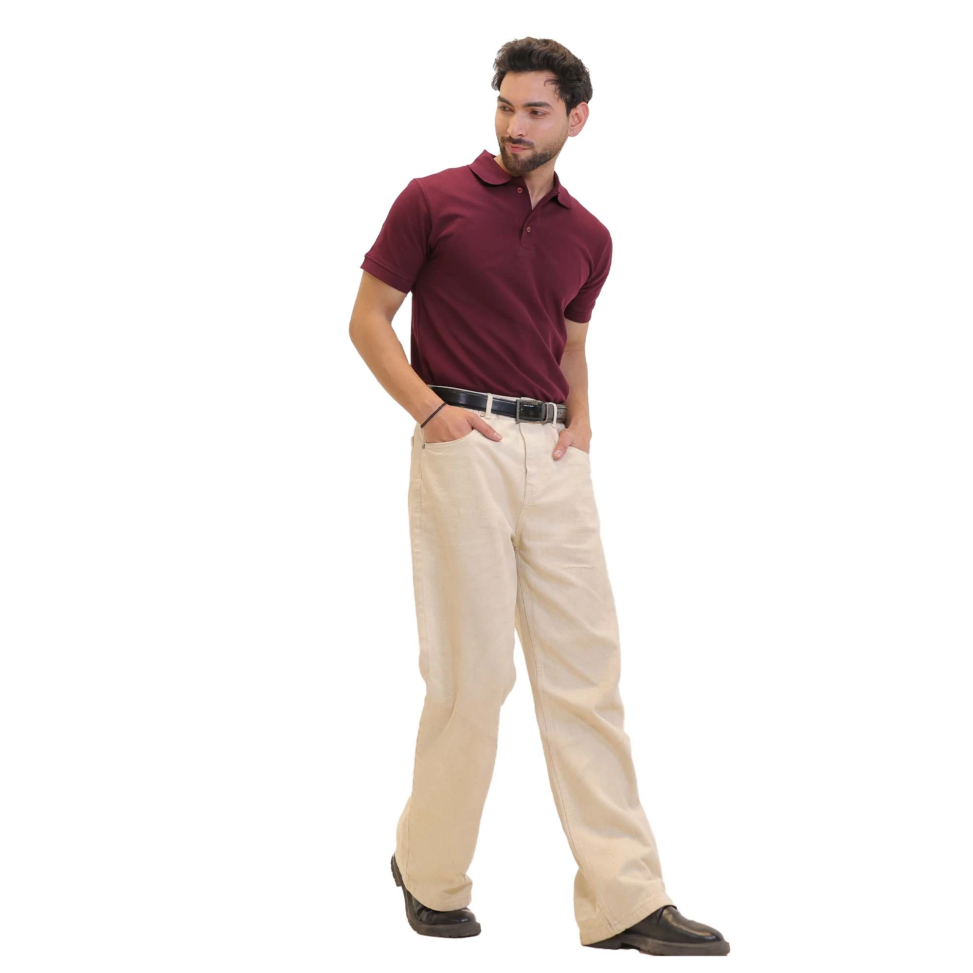 Men’s Solid Burgundy Polo T-Shirt – Premium Cotton Smart Casual Wear (M, L, XL)